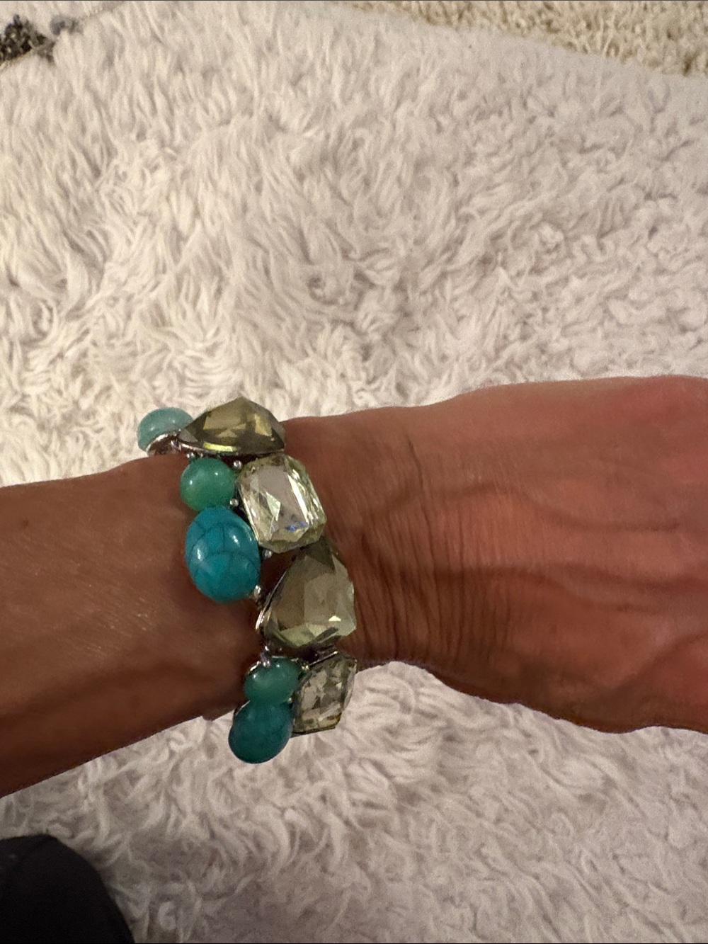 Erica Lyons Turquoise & Clear Crystal Stretch Bracelet